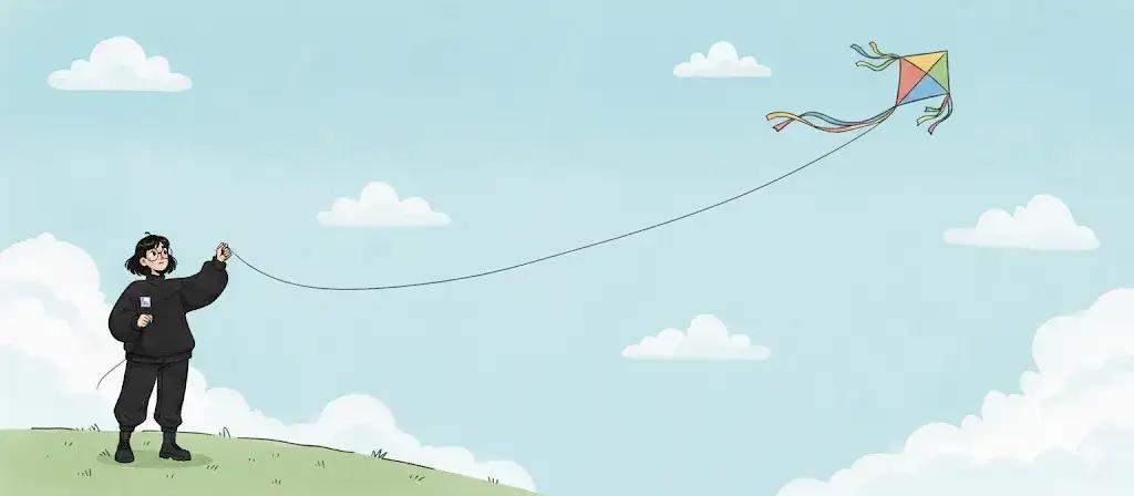 Illustration of a person flying a kite