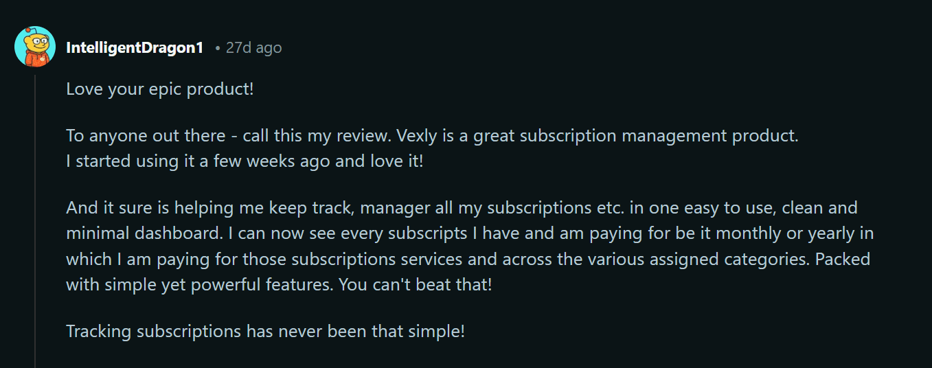 IntelligentDragon1's testimonial